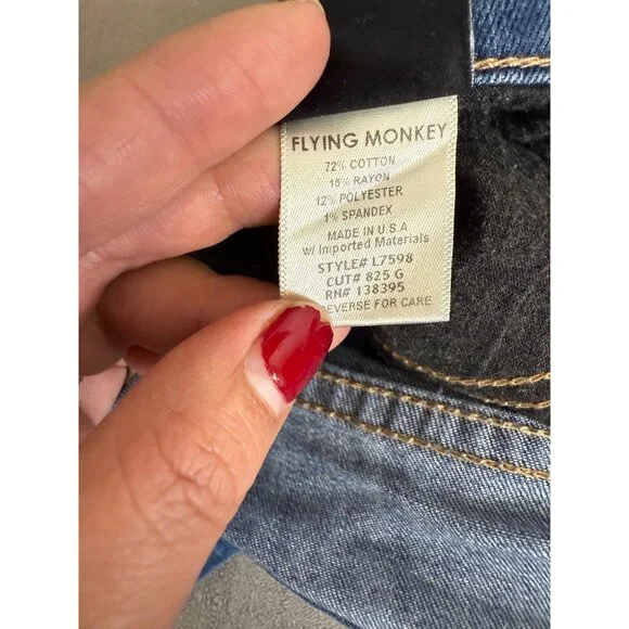 Flying Monkey Jeans Distressed Slim Boyfriend Size 27 Mid Rise Casual Denim - Picture 7 of 13